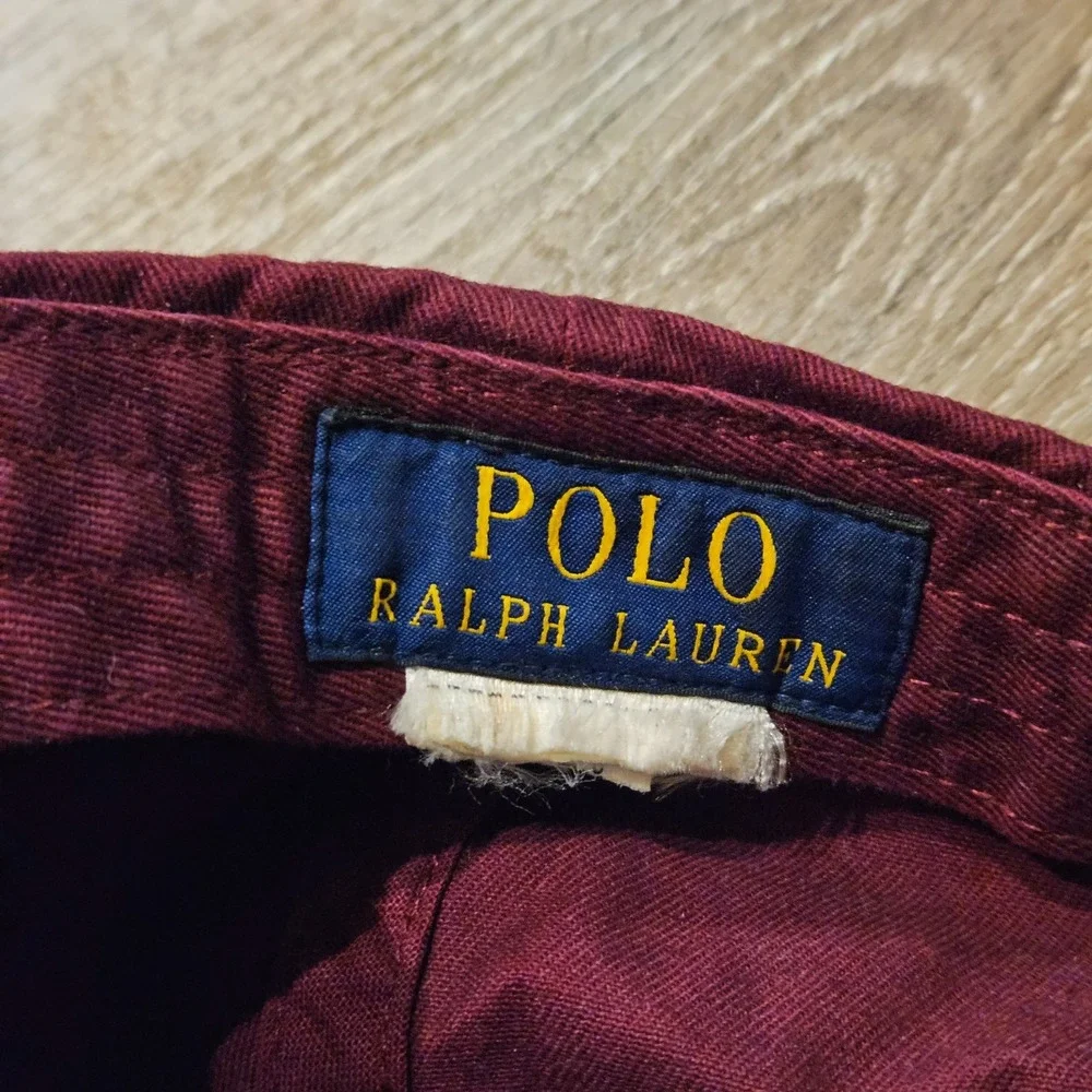 Polo Ralph Lauren Mens Hat Burgundy Blue Pony Logo Adjustable Strapback Cap